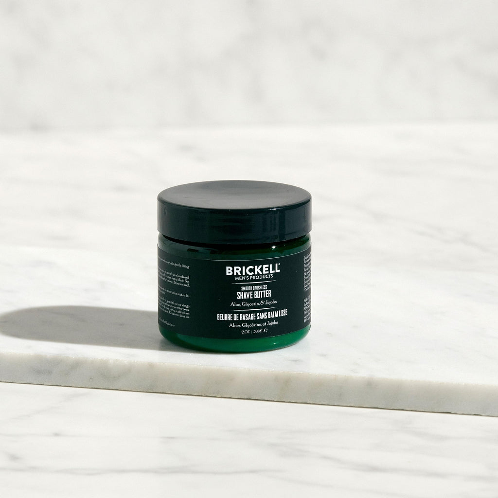 Brickell Men's Smooth Brushless Shave Butter for Men, Smooth Shaving Butter to Fight Nicks, Cuts and Razor Burn, With Shea Butter, Aloe, and Vitamin E, 2 Ounce, Unscented