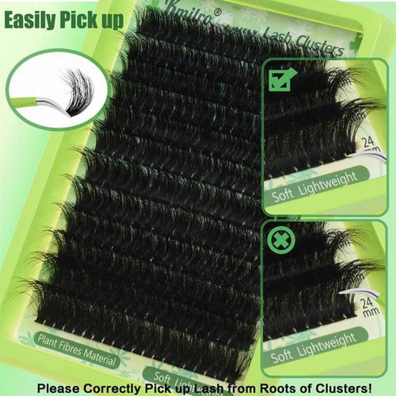 Lash Clusters Kit 14-24mm 180D Volume Clusters Eyelash Extensions 240Pcs Wispy Lashes Waterproof Individual Thick DIY Lashes Extension Kit with Lash Bond & Seal Tweezers, Replacement for Kmilro