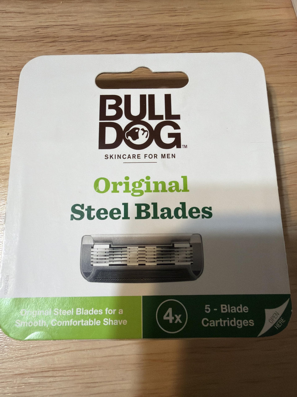 Bulldog Original Steel Blades for Men's Shave, 5 Tempered Steel Cartridges with Aloe Lubricating Strip, 4x Blade Cartridges