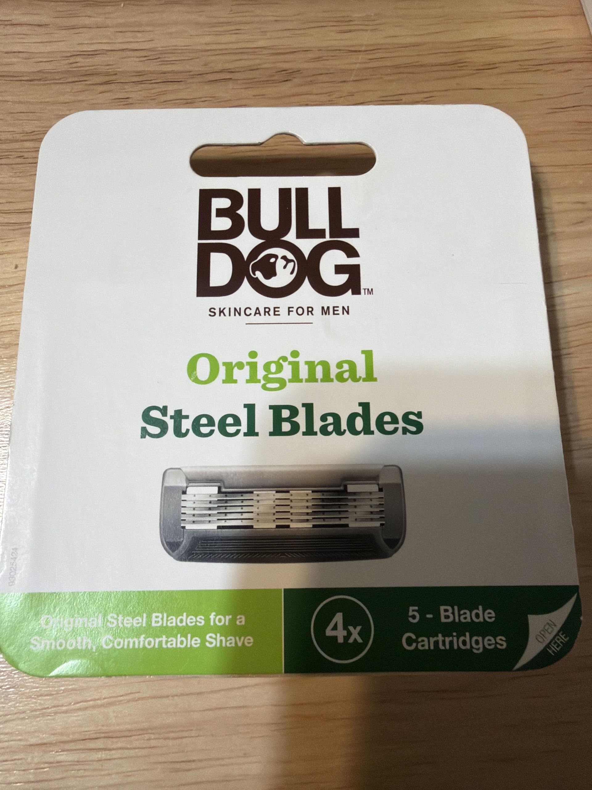 Bulldog Original Steel Blades for Men's Shave, 5 Tempered Steel Cartridges with Aloe Lubricating Strip, 4x Blade Cartridges