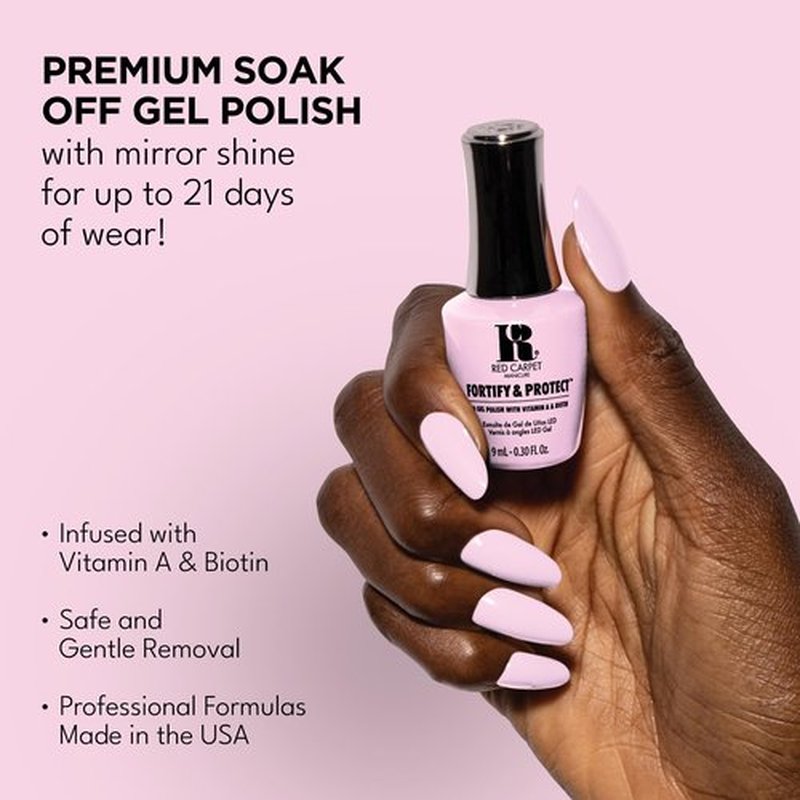 RC Red Carpet Manicure Fortify & Protect LED Gel Nail Color - Long-Lasting, Vibrant, Professional Quality, High Shine, Chip-Resistant - Infused with Vitamin A & Biotin (Simply Adorable, 0.3 Fl Oz)