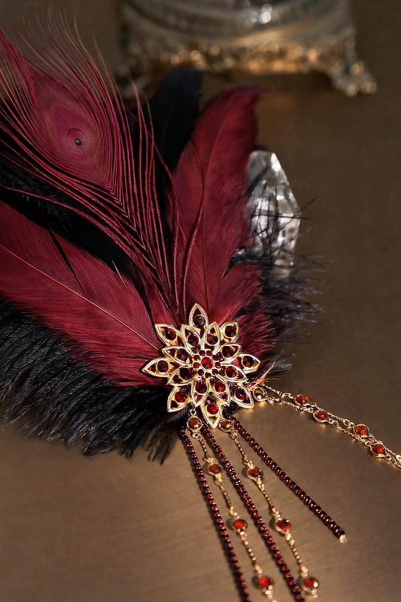 BABEYOND 1920s Women Feather Crystal Headband 20s Flapper Gatsby Headpiece