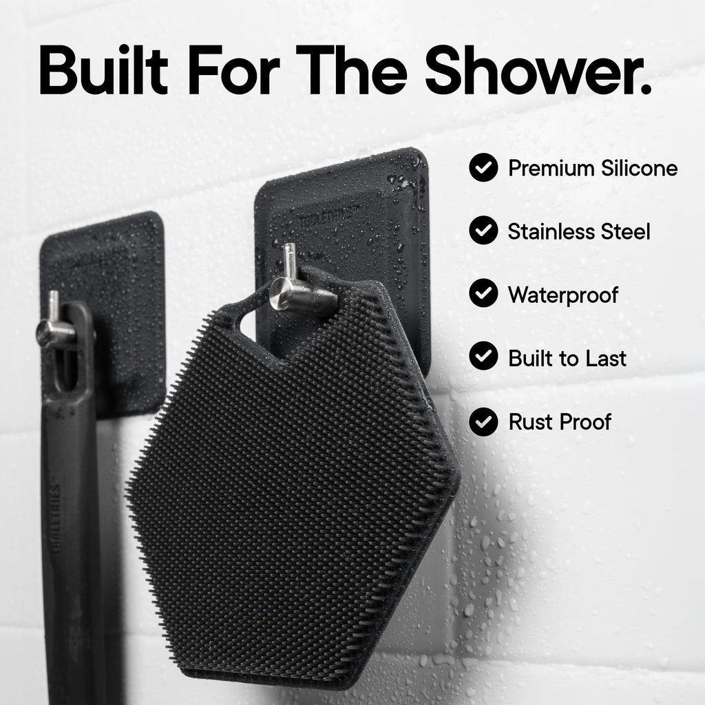 TOOLETRIES Arnold Silicone Shower Hook, Adhesive Bathroom Hook - Charcoal