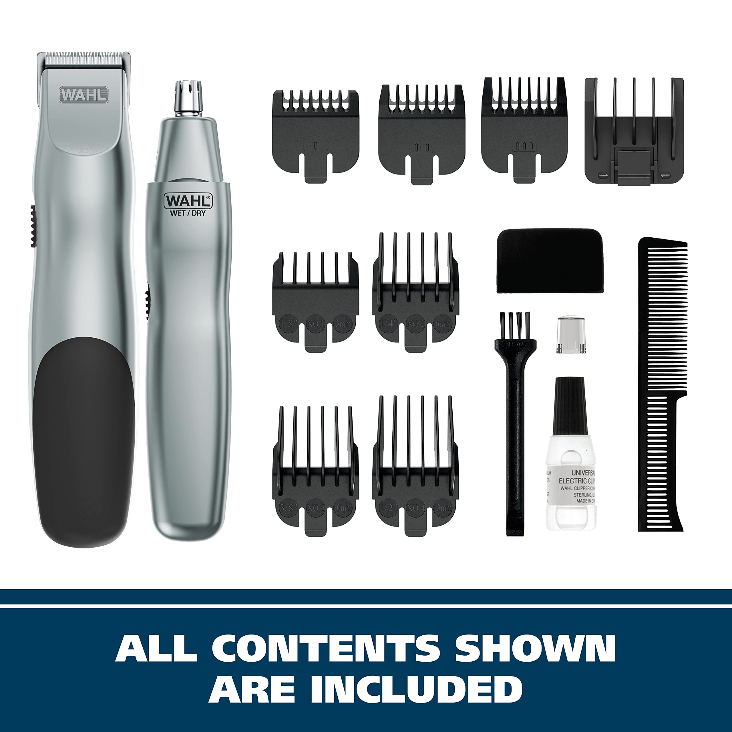 Wahl Groomsman Battery Operated Mens Beard Trimmer for Hair, Nose Hair, and Mustache Grooming Kit, Precision-Ground Blades, 14 Different Trimming Lengths - Model 5621V