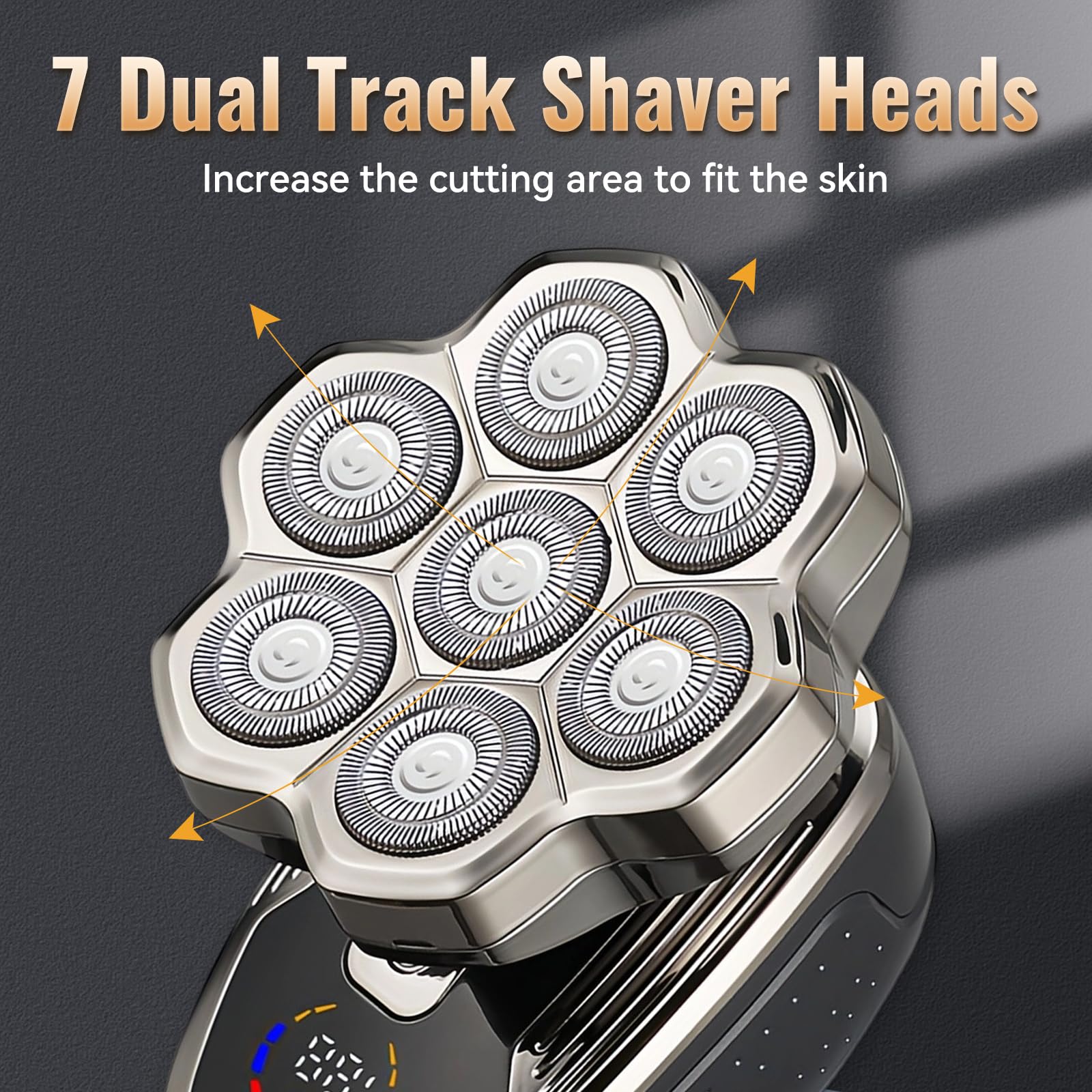 5 in 1 Head Shavers for Bald Men, 7D Skull Head Shaver with Rechargeable Battery, Electric Razor, Hair Clippers, Nose Hair Trimmer, Cleaning Brush, Hair Manager, Idea Gift for Men(White)