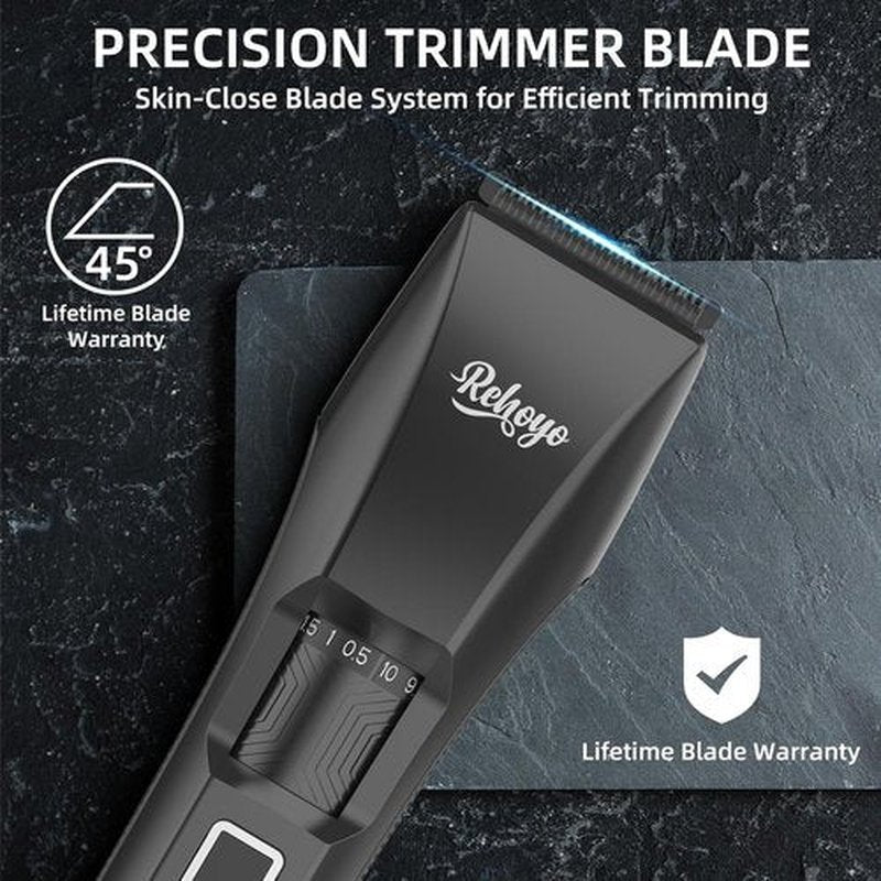 REHOYO Beard Trimmer for Men - Professional Cordless Hair Clippers with 20-Length Dial | Waterproof Stainless Steel Blades, Black