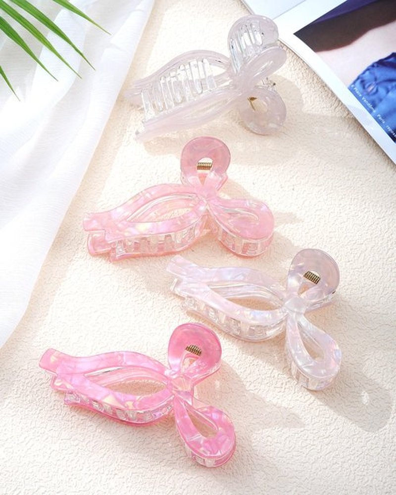4 PCS Acrylic Bow Hair Clips for Women Bow Cute Claw Clip 4.3" Large Hair Claw Clips for Thick or Long Hair Bows Jaw Clip