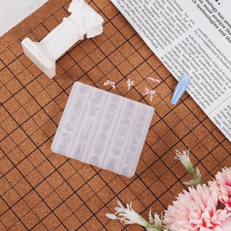 Bow Silicone Nail Molds, 3D Mix Bows Nail Stencils Silicone Molds Carving Bow Knots Design Template Art Accessories Tools for Charms Art Decorations