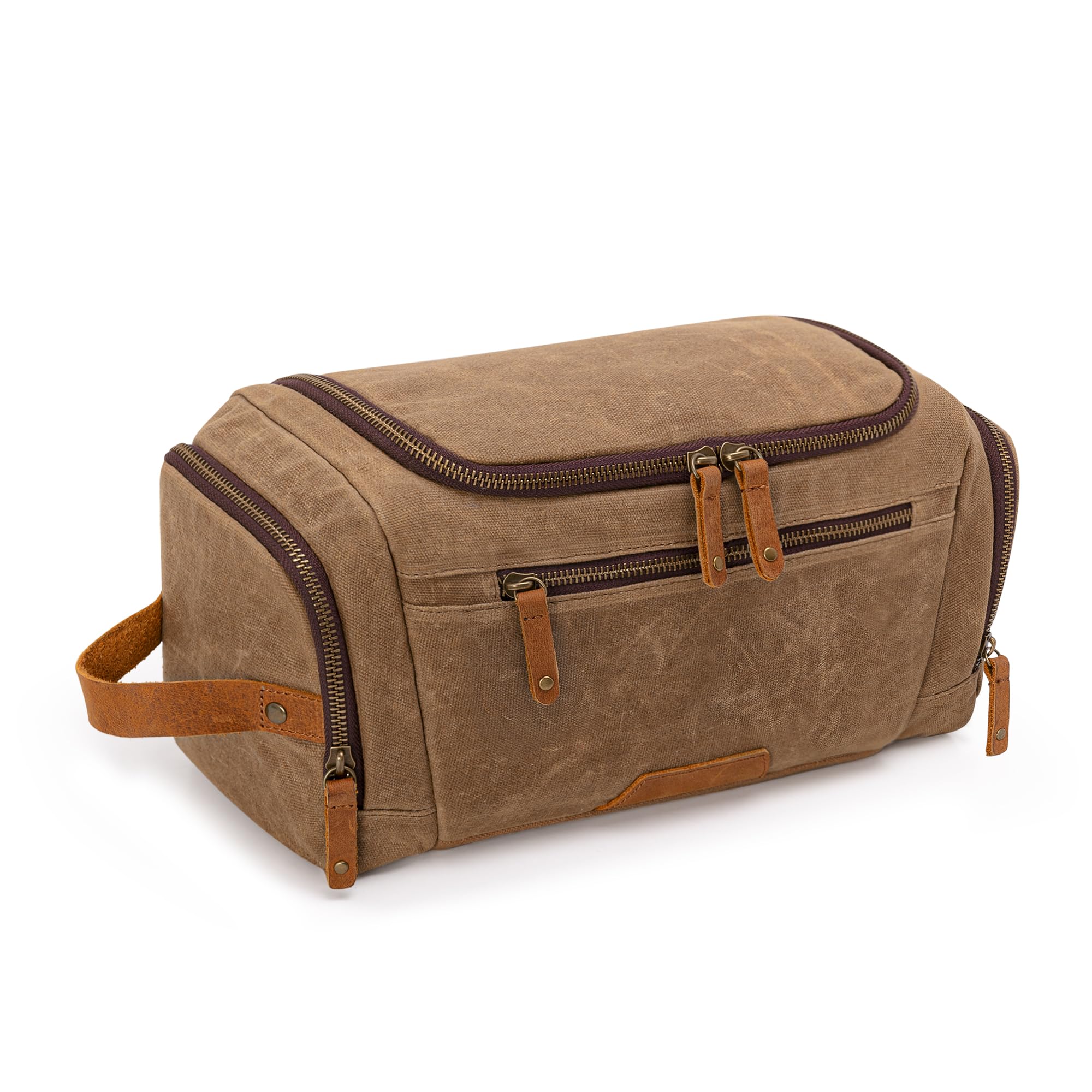 Yarwo Hanging Toiletry Travel Bag for Men, Waxed Canvas Men Dopp Kit Hygiene Bag with Detachable Zipper Pouch, Water-resistant Shaving Storage Bag for Razor and Travel Essentials, Xmas Gift for Man