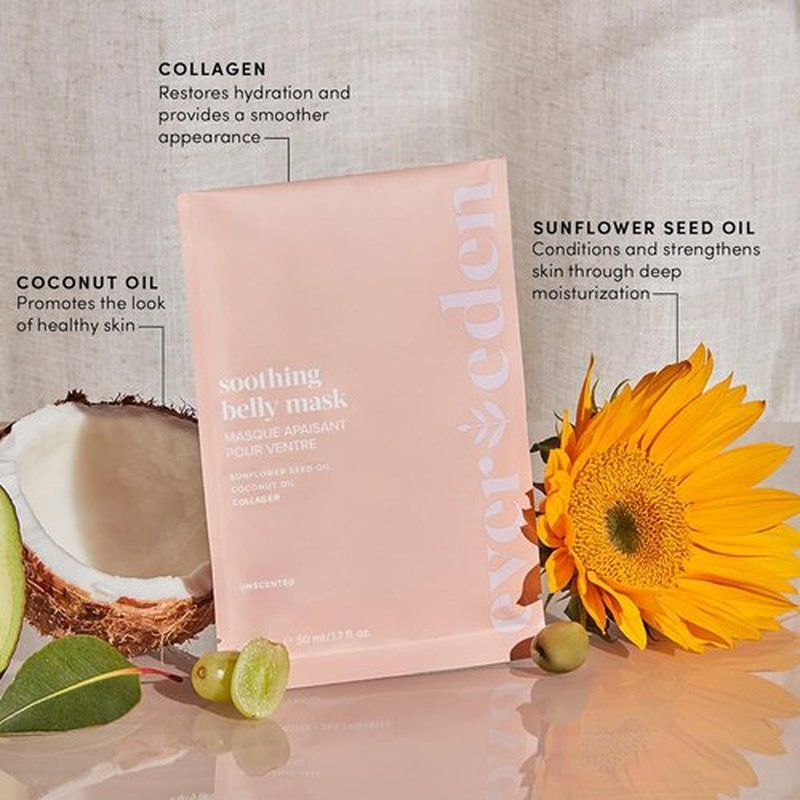 Evereden Soothing Belly Mask - Hydrating & Nourishing Pregnancy Skin Care - 4 Vegan Masks, One Size