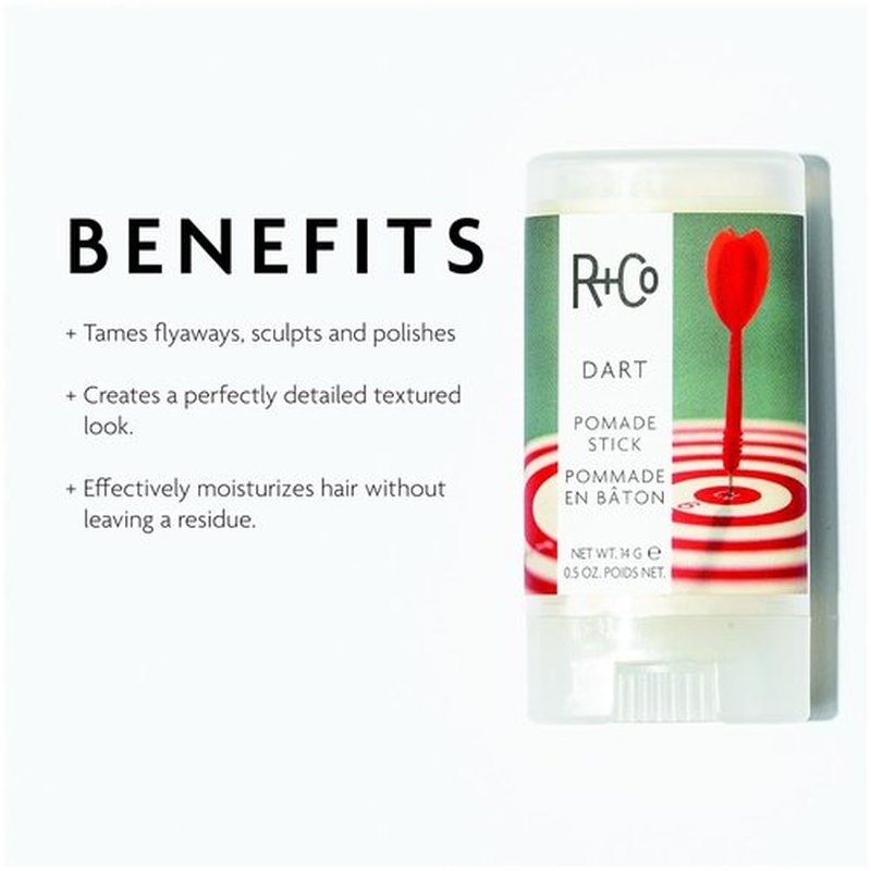 R+Co Dart Hair Wax Stick - Tame Flyaways & Sculpt Hair - Long-Lasting Vegan Formula | 0.5 Ounce