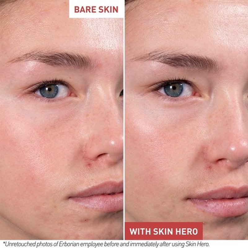 Erborian Skin Hero with White Ginseng, Facial Concealer and Makeup Primer - Non-Tinted Bare Skin Perfecting Face Moisturizer Smooths, Blurs & Illuminates- Silicone Free Korean Skincare
