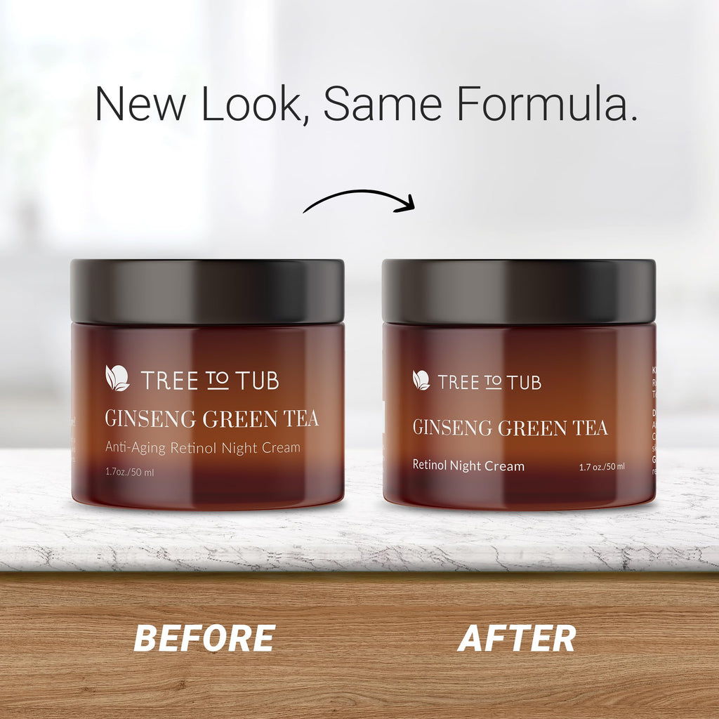 Tree To Tub Retinol Anti Aging Face Moisturizer for Dry & Sensitive Skin - Anti Wrinkle Hyaluronic Acid Facial Moisturizer, Vitamin A & E Night Cream for Women & Men w/Organic Aloe 2 Pack