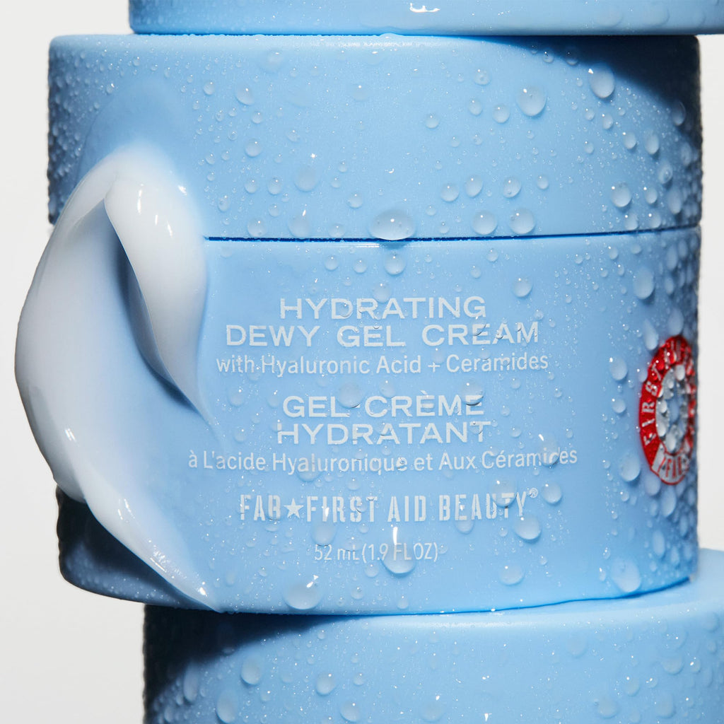 First Aid Beauty Hydrating Dewy Gel Cream, Oil-Free Facial Moisturizer with Hyaluronic Acid & Ceramides, Improve Hydration & Reduce Excess Oil, Oily & Sensitive Skin, 1.9 fl oz
