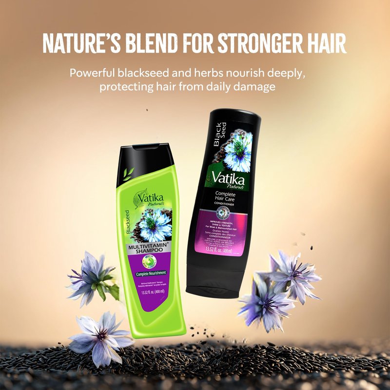 Vatika Naturals Blackseed Shampoo & Conditioner Combo 400ml | Repairs Damaged Hair, Controls Frizz, Prevents Dryness, Strengthens Roots, Adds Shine | Nourishing Turkish Blackseed Hair Care
