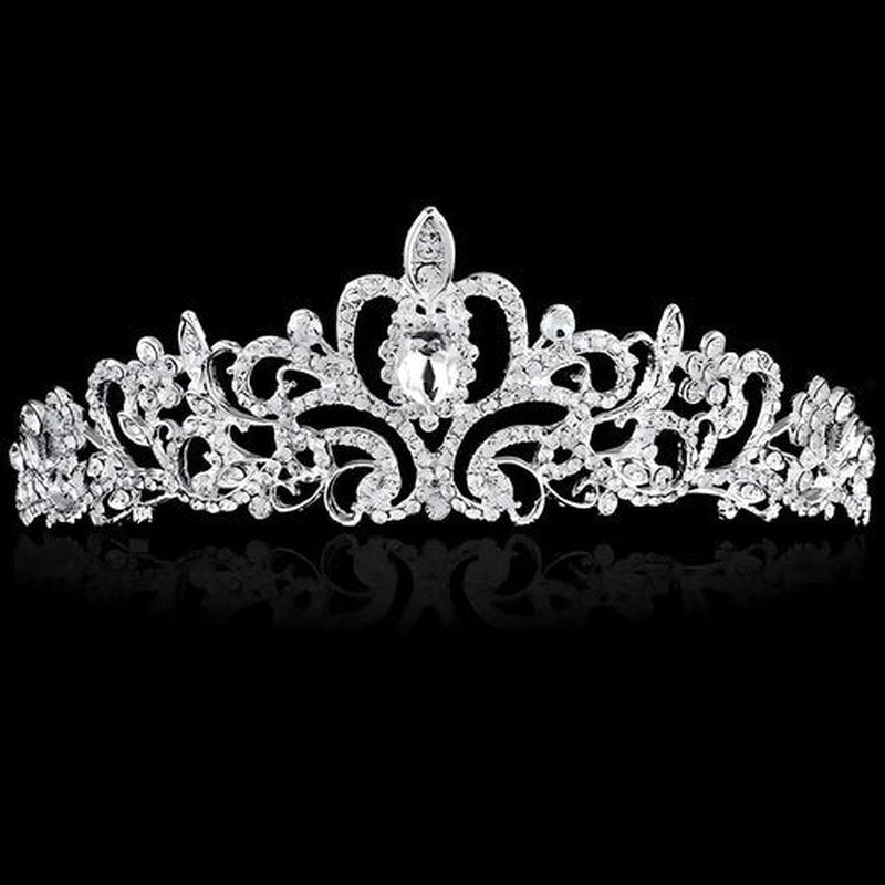 Princess Crown for Women, Crystal Queen Tiaras for Girls Bridal Hair Accessories Gifts for Birthday Wedding Prom, Bridal Party, Pageant, Halloween Christmas Costume (A#-Silver 4 Pcs)