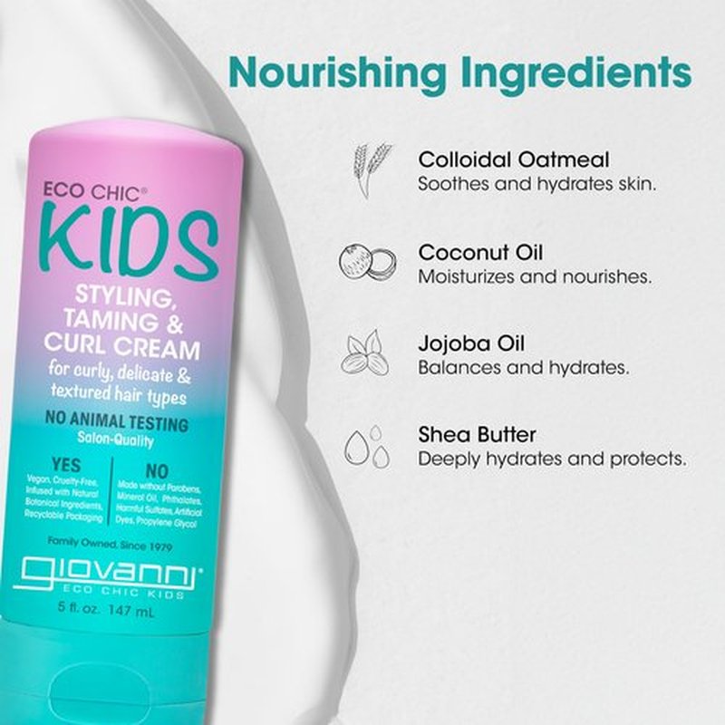 Eco Chic KIDs Styling Taming & Curl Cream - Kids Curl Cream, Curly Hair Products, for Delicate and Textured Hair Types, Long-Lasting & Lightweight, Salon Quality, Vegan-Friendly - 5 Fl Oz