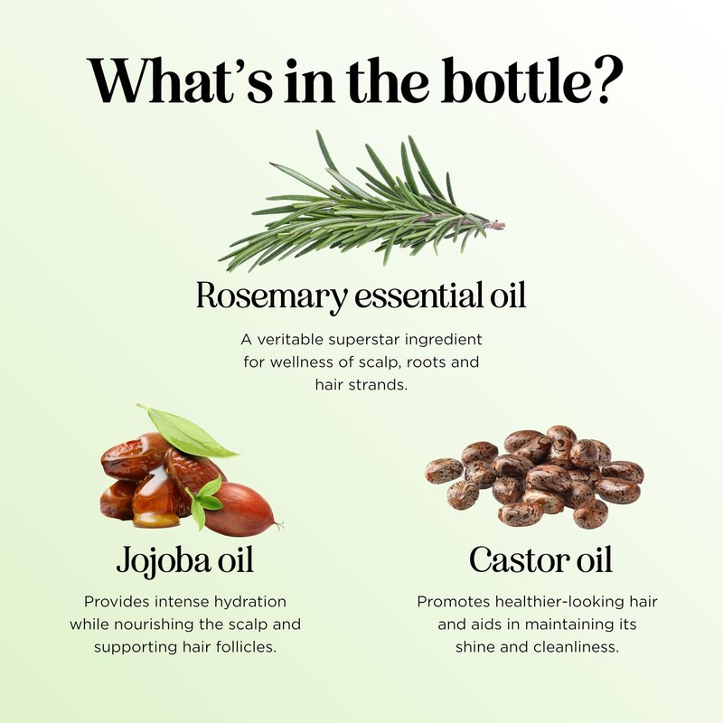 Volumizing Rosemary Hair Oil Serum - Moisturizing Scalp and Hair Oil for Men & Women Infused with Amla Black Castor Pumpkin Argan & Jojoba - Lightweight Hydrating Vegan & Color Safe (Rosemary Scent)