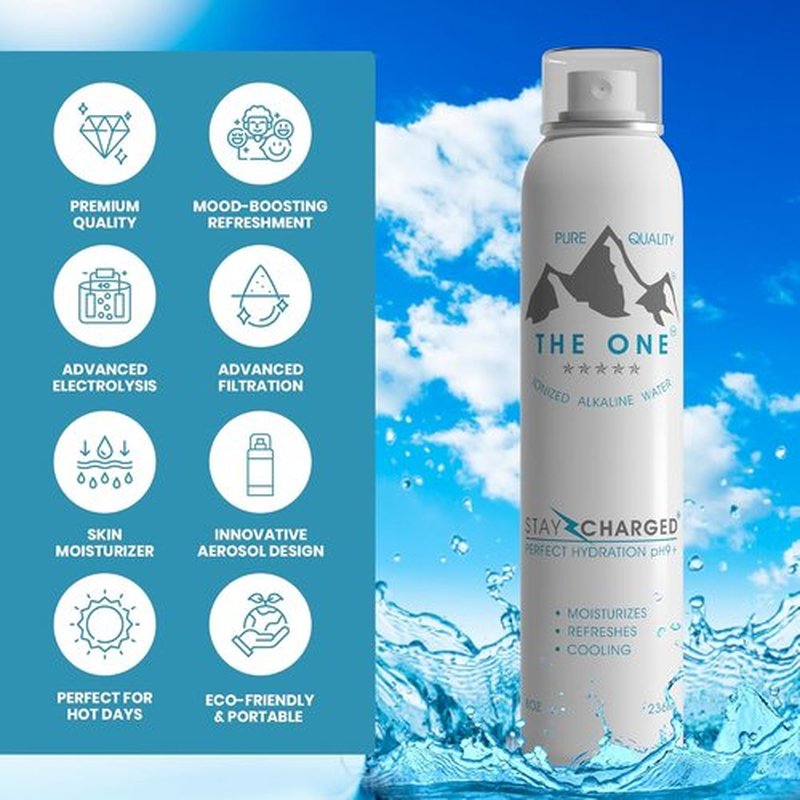 THE ONE Ionized Alkaline Water - Pure Hydration Mist for Refreshing Facial & Body Care