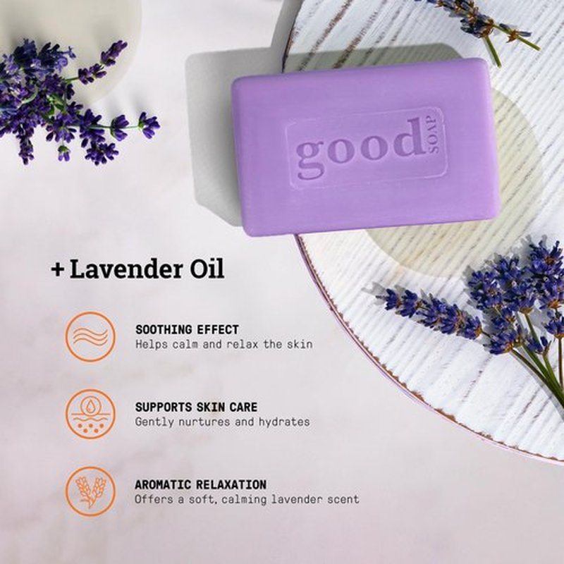 Alaffia Good Soap Lavender (4 Bars) + Trial-Size Herbal Bar – Long-Lasting, Triple-Milled with Fair Trade Shea Butter