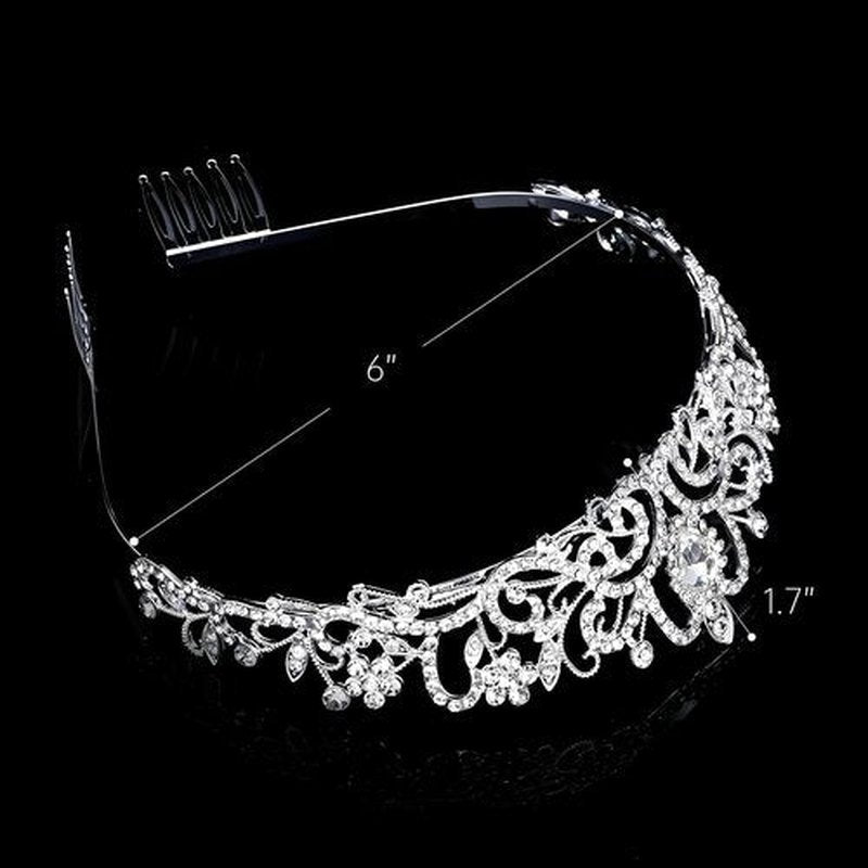 Princess Crown for Women, Crystal Queen Tiaras for Girls Bridal Hair Accessories Gifts for Birthday Wedding Prom, Bridal Party, Pageant, Halloween Christmas Costume (A#-Silver 4 Pcs)