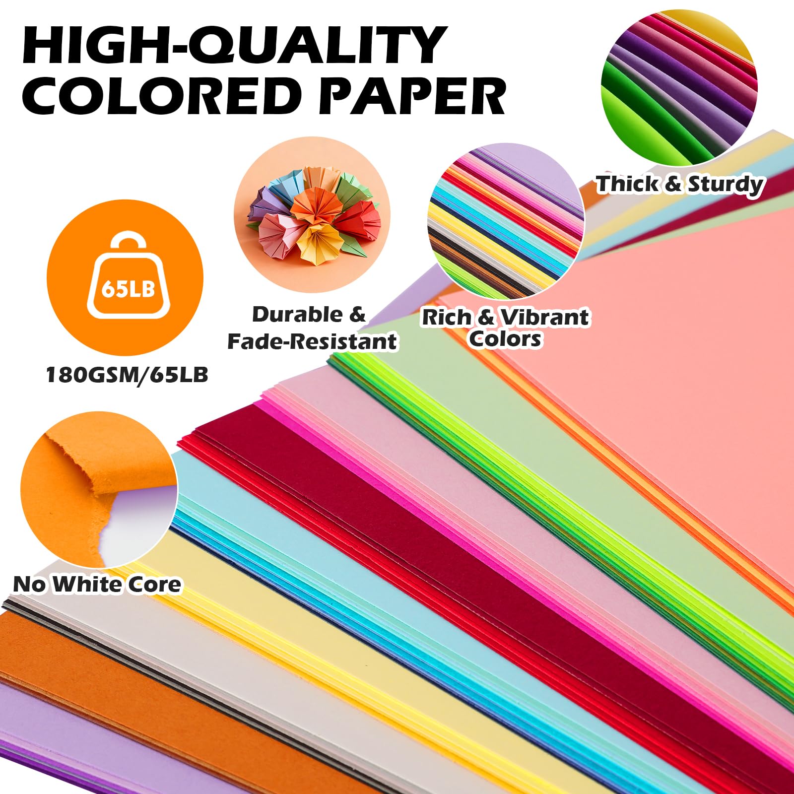 240 Sheets 8.5" X 11" Colored Cardstock, 80 Assorted Colors 180 GSM/65 LB Construction Paper Card Stock Printer Paper for Printing, Card Making, DIY Crafts, Kids School Supplies,Party Decorations
