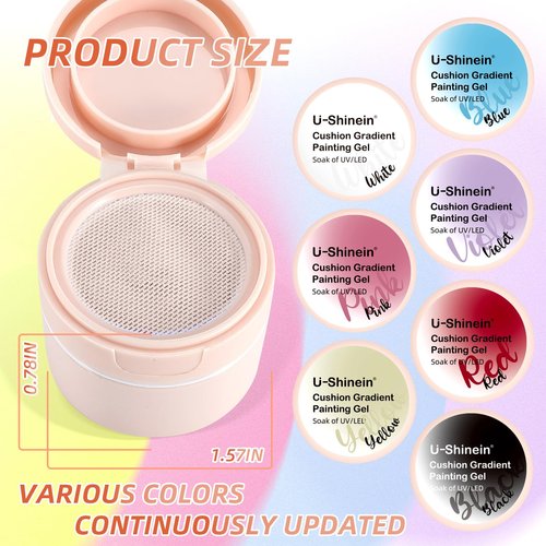 U-Shinein Cushion Gradient Painting Gel, Black&White Ombre Nails Aura Nails Full Coverage Precise Control of Each Dip Matte Effect Non-Wipe Long Lasting French Manicure Soak Off UV LED DIY Nail Art