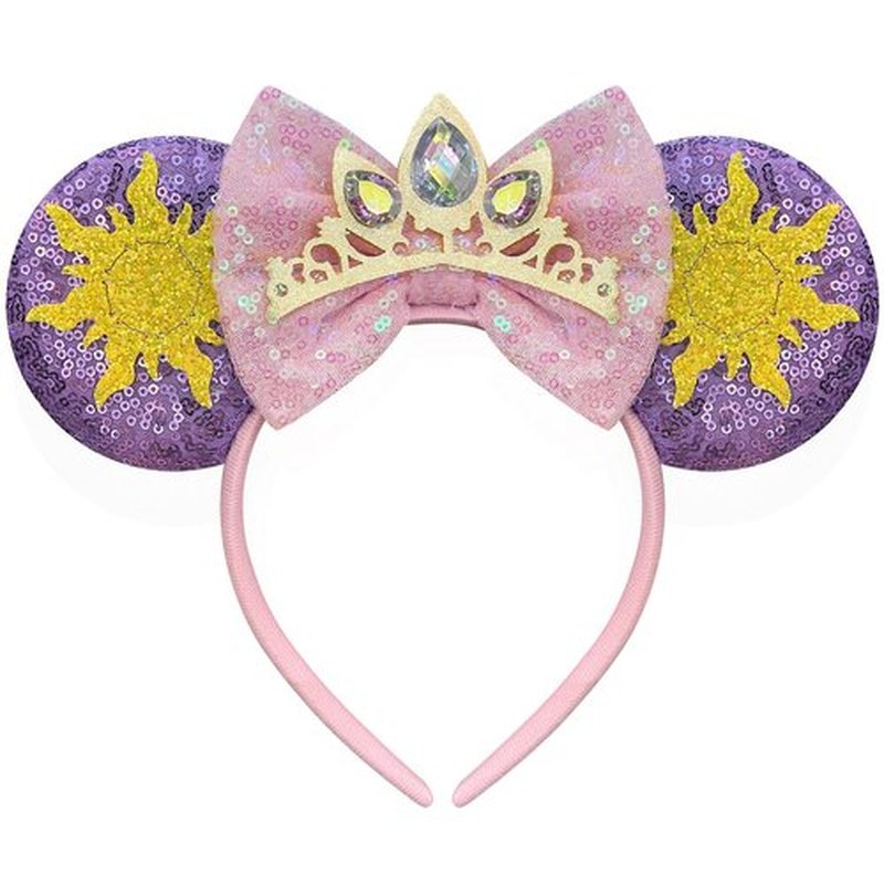 Bmobuo Princess Mouse Ears Headband for Women Adult, Crown & Star Sequin Mouse Ears Cute Park Ears