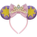Bmobuo Princess Mouse Ears Headband for Women Adult, Crown & Star Sequin Mouse Ears Cute Park Ears