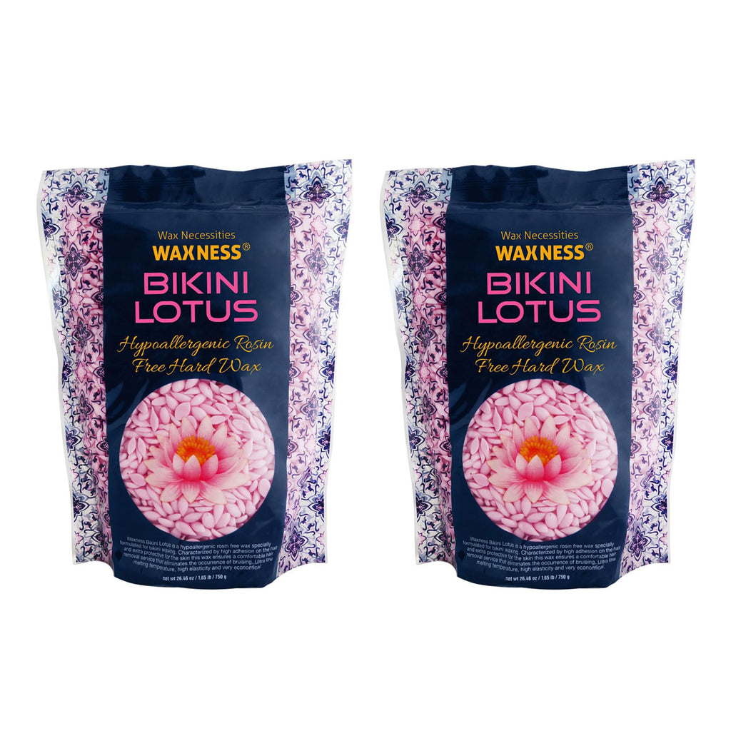 Waxness Bikini Lotus Hard Wax Beads 1.65 lb (750 g) Pack of 2 – Stripless Professional Hard Wax for Face & Body, Smooth Application, Suitable for Sensitive Skin – Made in Italy