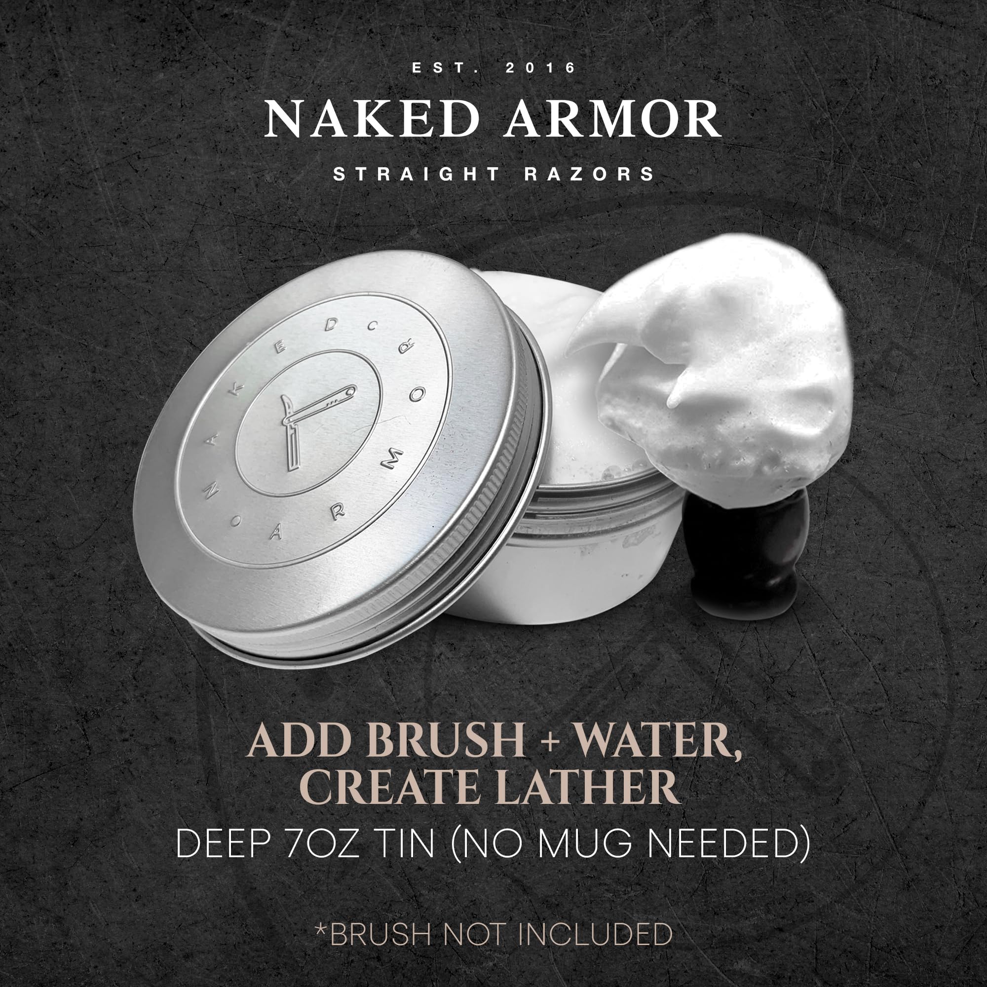Naked Armor Organic Shave Soap for Men - Large 7oz Shaving Soap Tin for Sensitive Skin & Wet Shaving - Handmade with Shea Butter & Essential Oils - Rich Creamy Lather (Bay Rum)