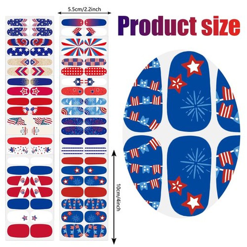JERCLITY 224 Pieces 16 Sheets 4th of July Nail Wraps for Women Independence Day Polish Strips Patriotic American Flag Self-Adhesive Stickers With File for Memorial Day