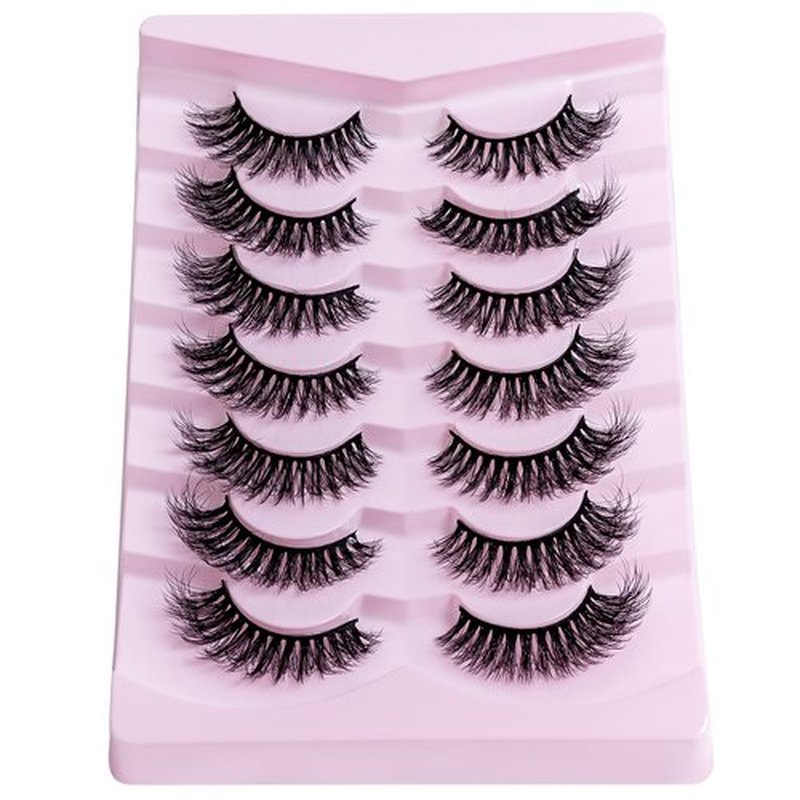 PAVONNE Cat Eye Lashes Wispy Fluffy, 8D Faux Mink 12-18MM (7 Pairs) - Dramatic Volume, Waterproof Lightweight, Daily & Party Wear, Reusable (B Curl)