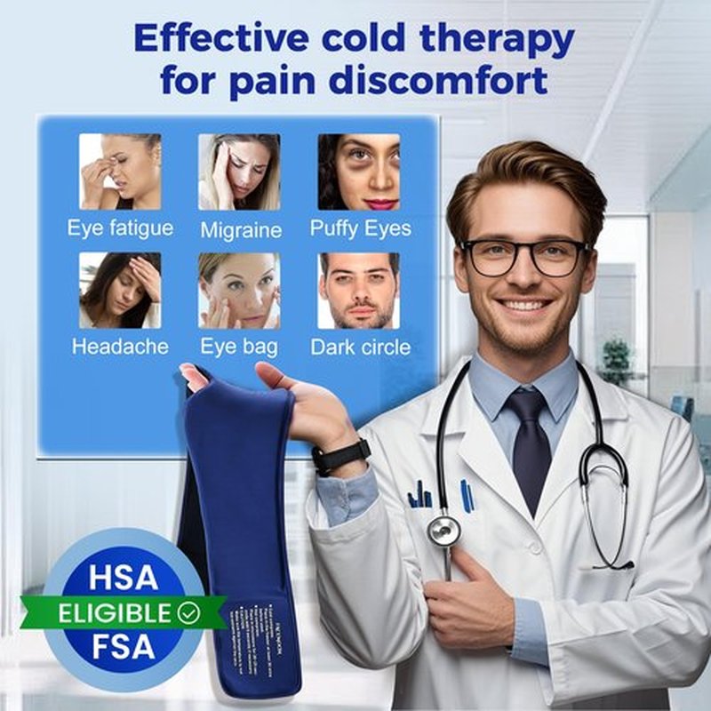 Cooling Gel Eye Mask Sleep: FSA -HSA Eligible, Cold Compress for Puffy Eyes & Migraine Relief - Reusable Gel Weighted Sleeping Mask for Dark Circles & After Surgery, Eye Care,Ice Pack for Face(Blue)