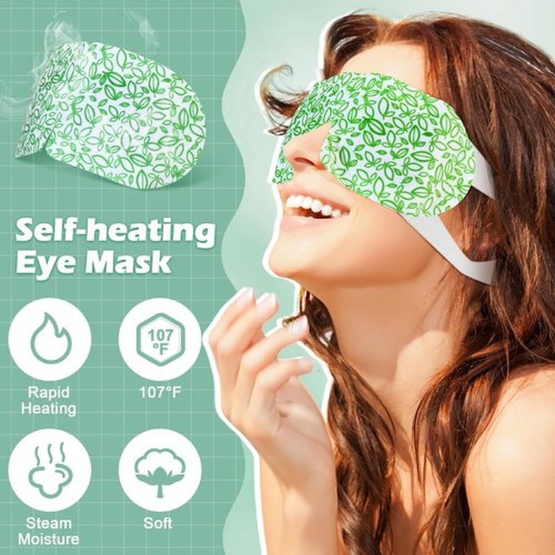 Silicherry 96 Packs Steam Eye Mask Disposable Self Heating Eye Mask for Dry Eyes Spa Warm Sleep for Home Office Travel Eyestrain Relieve