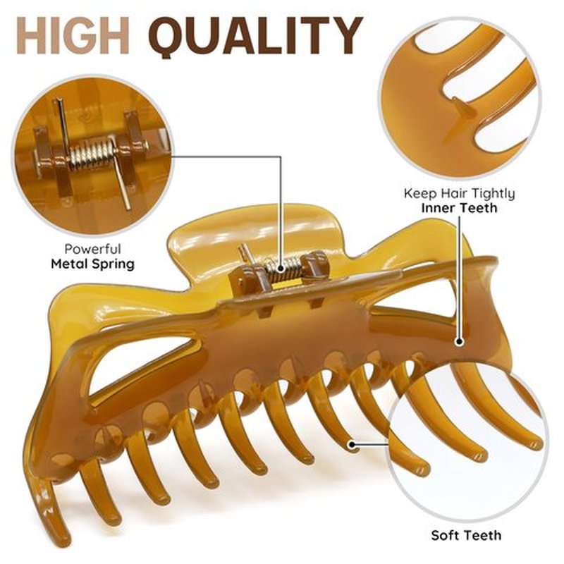 Extra Large Claw Clips for Thick Hair and Long Hair, 2 Pack XXl Jumbo Claw clips, Oversized Matte Non-slip Butterfly Hair Clips for Women, Big Strong Hold Jaw Clip, Black and Brown