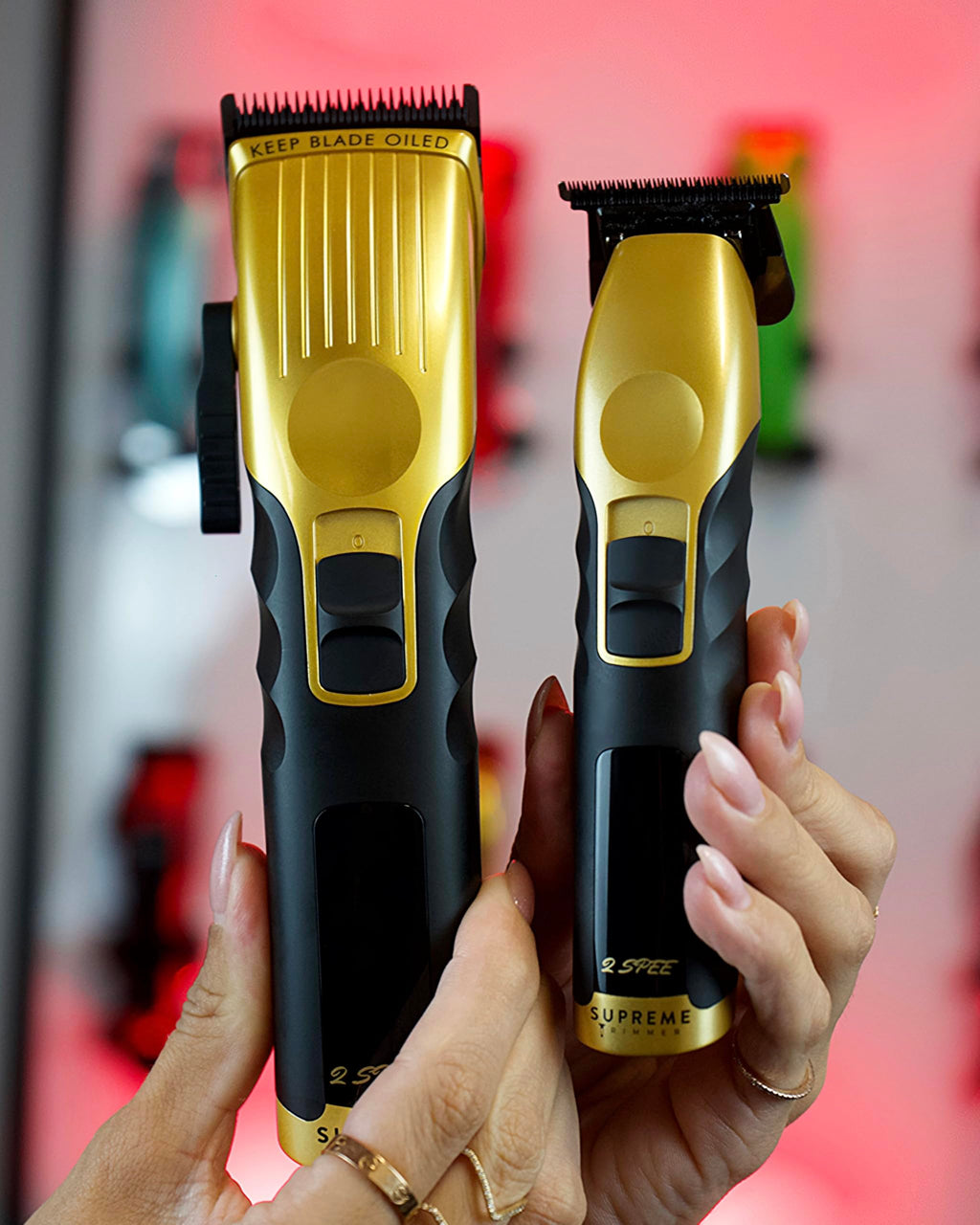 Supreme Trimmer 2-in-1 2Spee Beard Trimmer & Hair Clipper Combo | Removable Blades, 2 Speeds, LCD Display | Cordless Professional Barber Tools - Easy Color Coded Clipper Guide Combs | STB280 (Black)