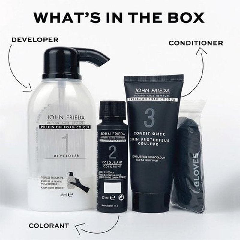 John Frieda Precision Foam Colour - Blue Black 2A Hair Color Kit | Full Coverage & Anti-Fade Formula