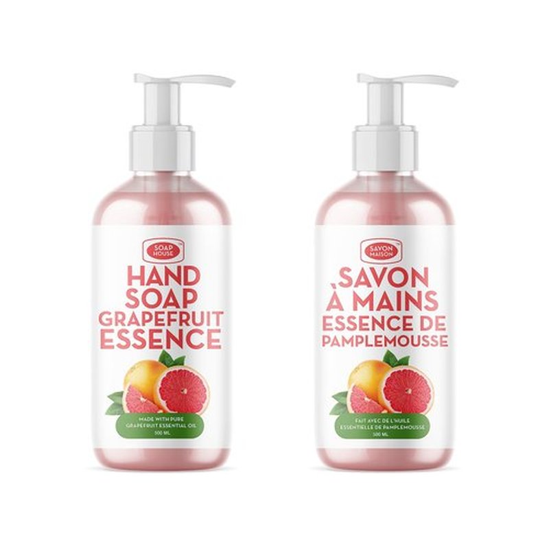 Soap House Hand Soap | Grapefruit Essence | Made with Pure Grapefruit Essential Oil | Pack of 4 units (16.9 Fl Oz x 4)