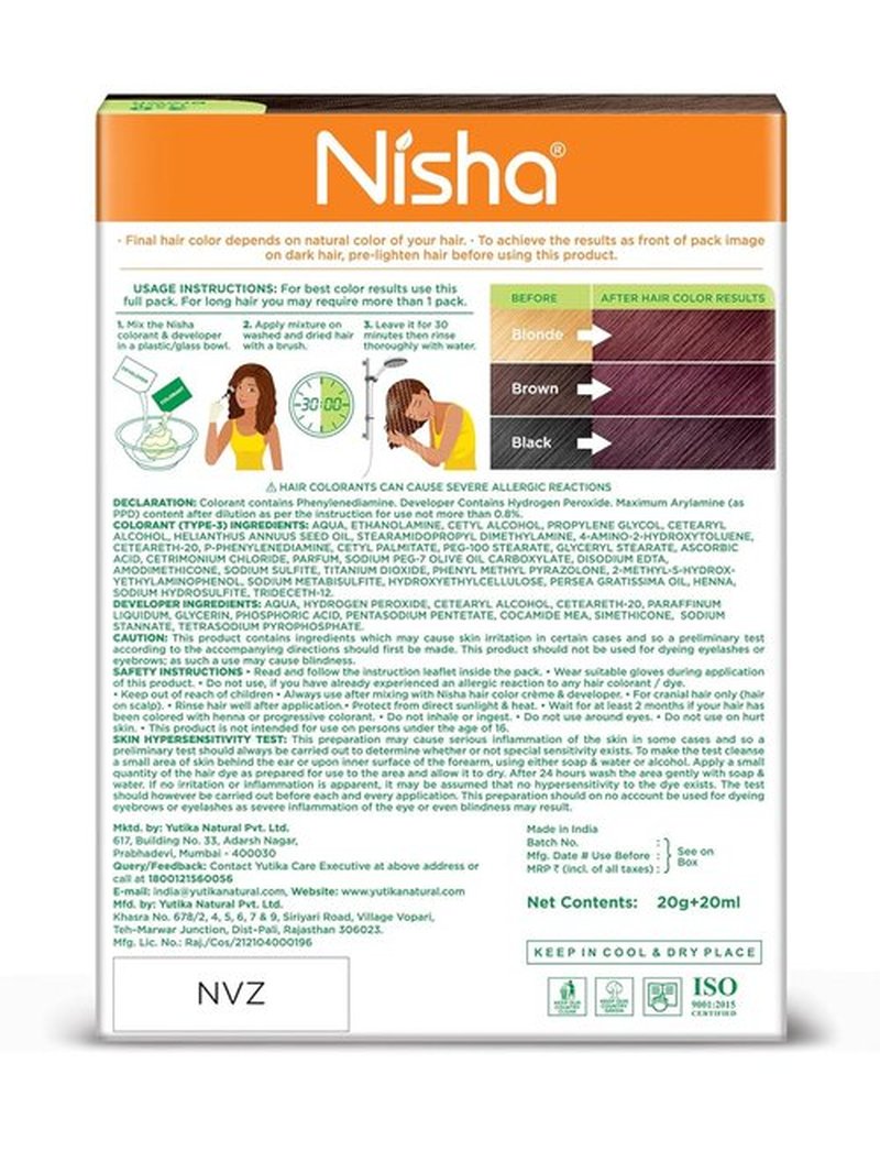 Nisha Creme Hair Color - Dark Brown Permanent Dye | Long-Lasting, Ammonia-Free, Vegan & Cruelty-Free