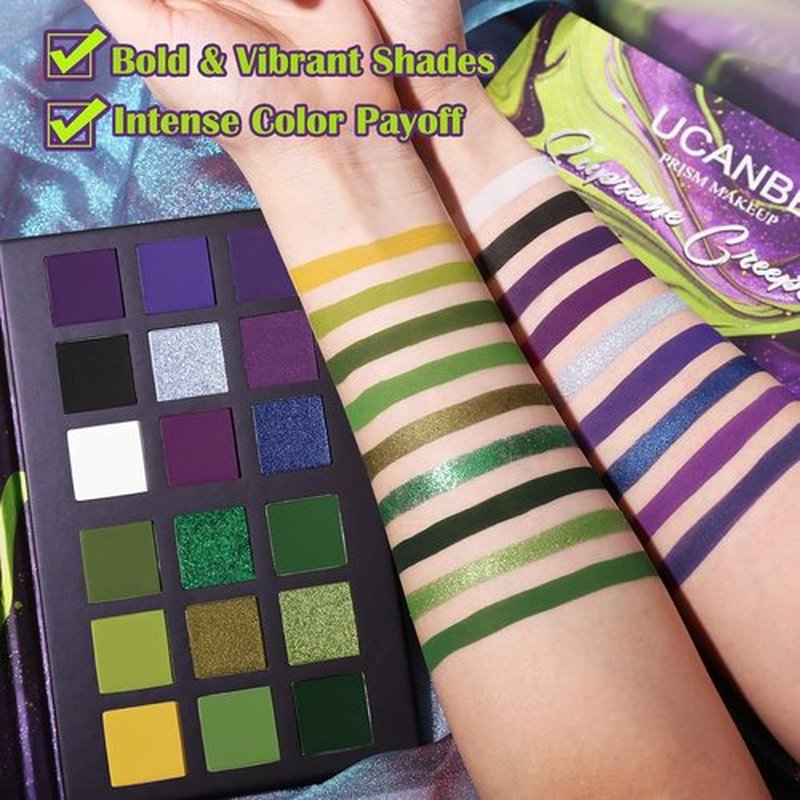 Skiennix Goth Eyeshadow Palette - 18 Vibrant Matte & Shimmer Shades for Halloween & Cosplay