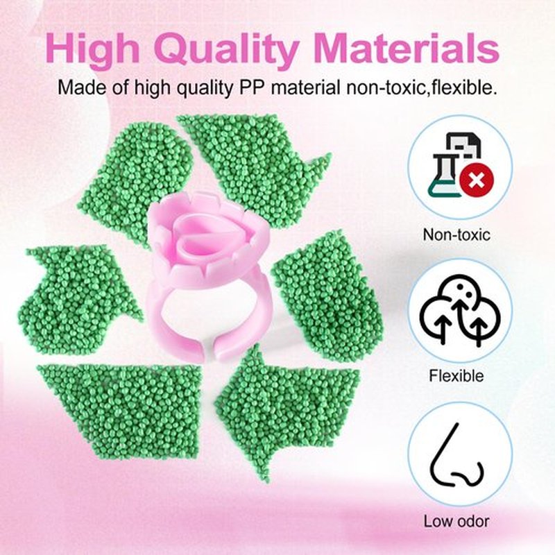 NXJ INFILILA Glue Rings for Eyelash Extensions 300PCS Disposable Rings for Lashes Lovely Heart Shape, Makeup Plastic Nail Art Lash Glue Holder Cups for Extension Supplies Pink