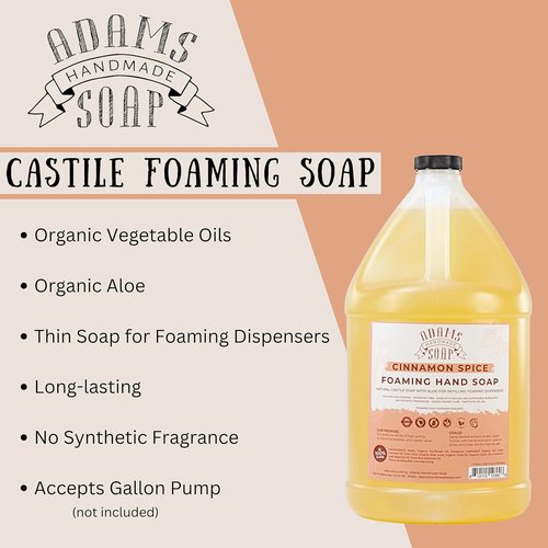 Adams Handmade Soap - Liquid Foaming Soap, Cinnamon Spice Scent, 1 Gallon Size