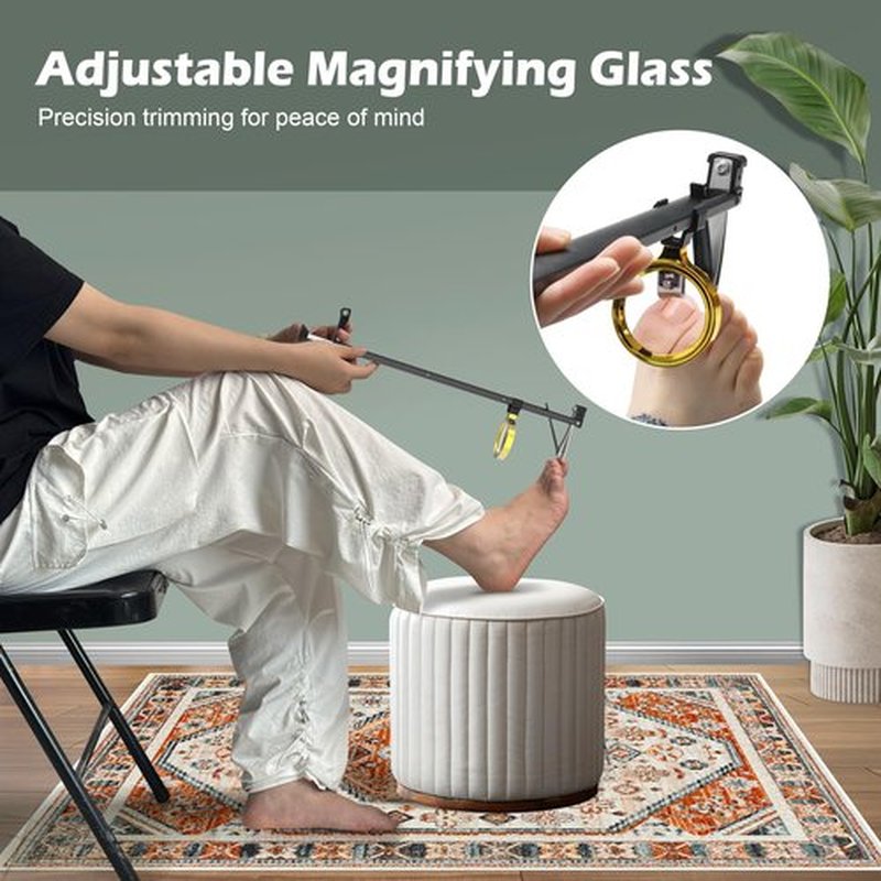 DEPSUNNY Long Handle Toenail Clippers with Magnifier -Wide Jaw & Ergonomic Design for Seniors, Arthritis & Limited Mobility | Heavy-Duty, No-Bend Trimming(40cm, Black)