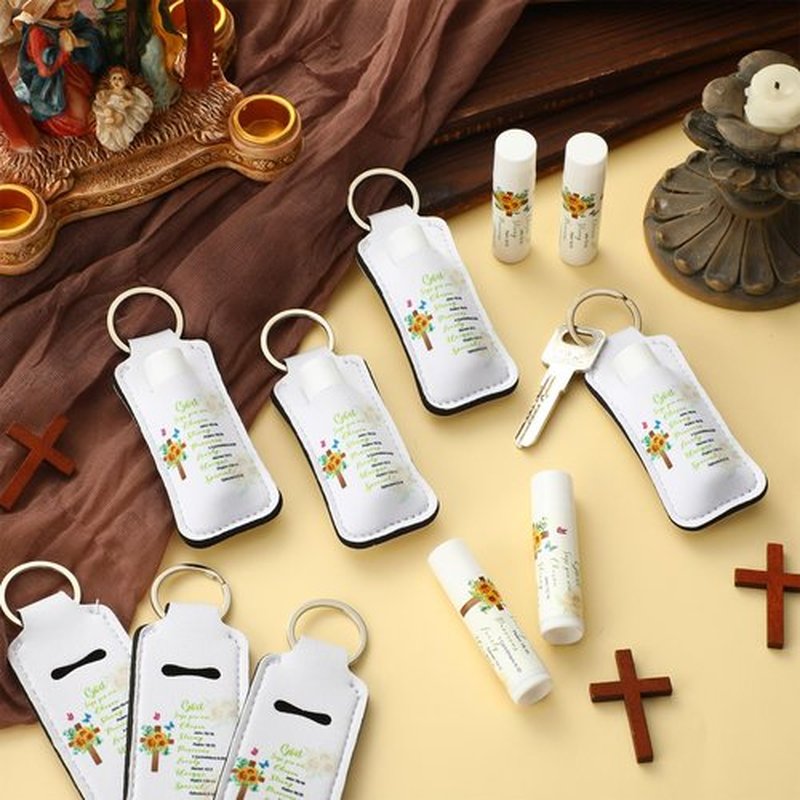 Swiffen 36 Pcs/18 Set Christian Gift for Women Christian Lip Balms and Lip Holder Keychain Bulk Faith Scripture Bible Verse Gift Religious Church Party Favor for Mom Staff Employee(Bible)