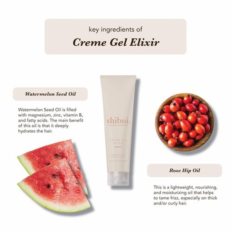 SHIBUI Creme Gel Elixir, Weightless Styling & Texture, Thermal Protection, Vegan & Sulfate-Free, 6 Fl Oz