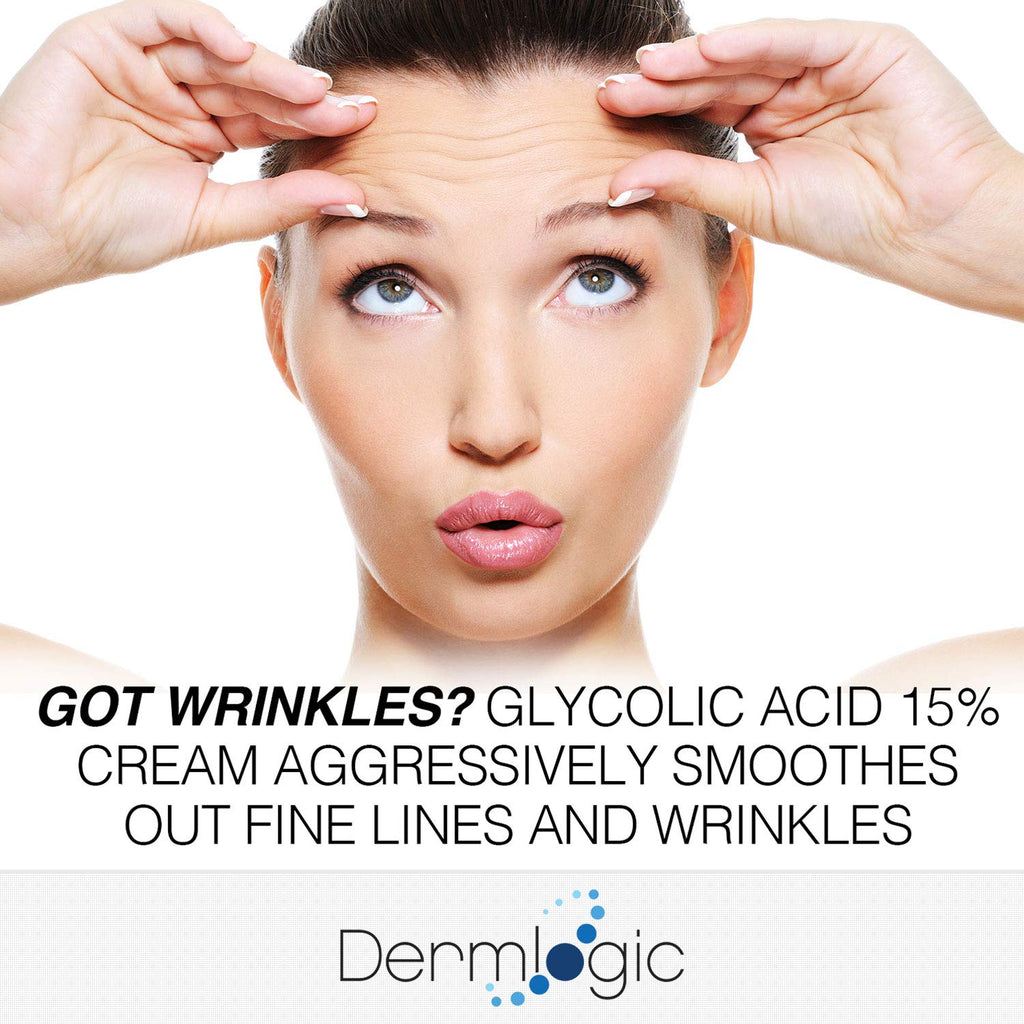 Glycolic Cream 15% - Natural Anti Aging Exfoliator to Smooth Away Fine Lines & Wrinkles & Improve a Dull Looking Complexion. Includes A.H.A & Green Tea Moisturizer for Face & Body.