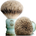 Lather & Wood Shaving Brush for Men- Premium 100% Badger Hair - High End Blue Agate Resin Handle