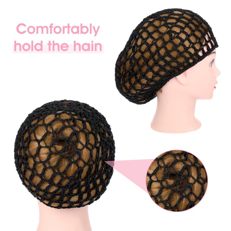YUXIANLB 3 Pcs Hair Net Cap for Sleeping Breathable Mesh Wrap Elastic Crochet Snood Hair Protection for Night Shower Bath Makeup Ballet Wig Caps Styling Soft Comfortable Sleep Cap Black Hairs Cover