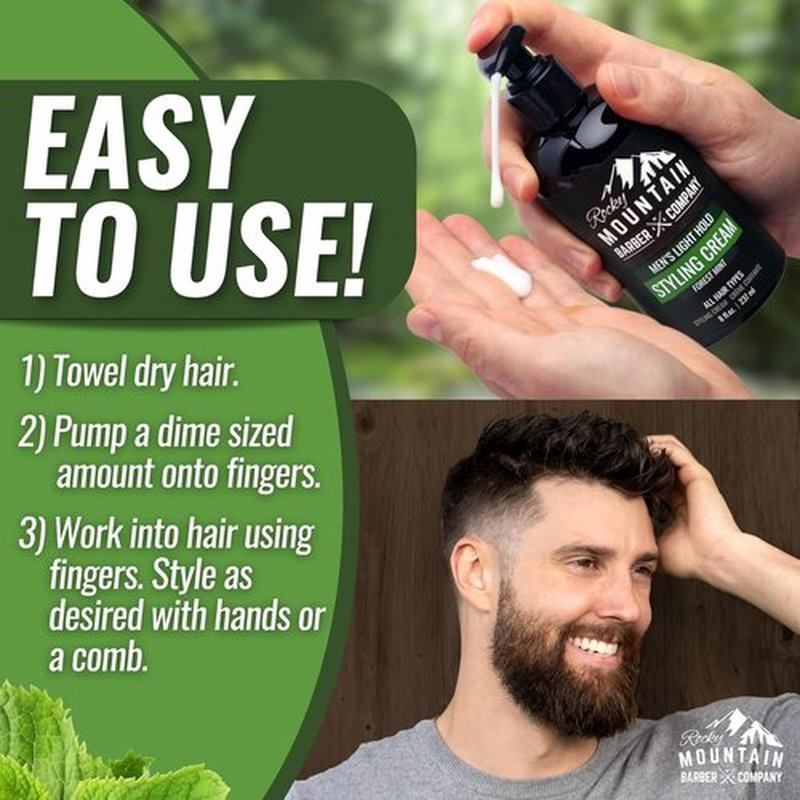 Skiennix Men’s Hair Styling Cream - Quick Styling with Light Hold & Low Shine - 8 oz | All Hair Types, Fragrance-Free